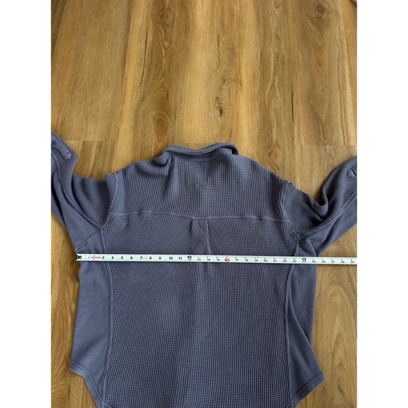 Aerie LumberJane Waffle Shirt Navy Blue Coastal Oversized Button Down S shacket - Picture 6 of 7